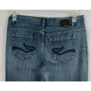 Foster Distressed Whiskered Embroidered Flare Jeans Size 8